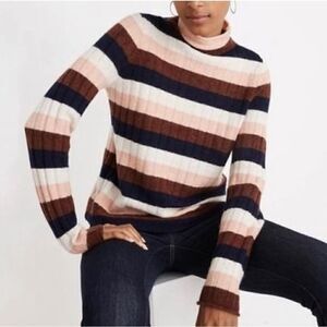 Madewell multicolored striped mock neck wool blend sweater